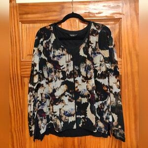 Simply Vera Patterned Black and Cream Women's Blouse